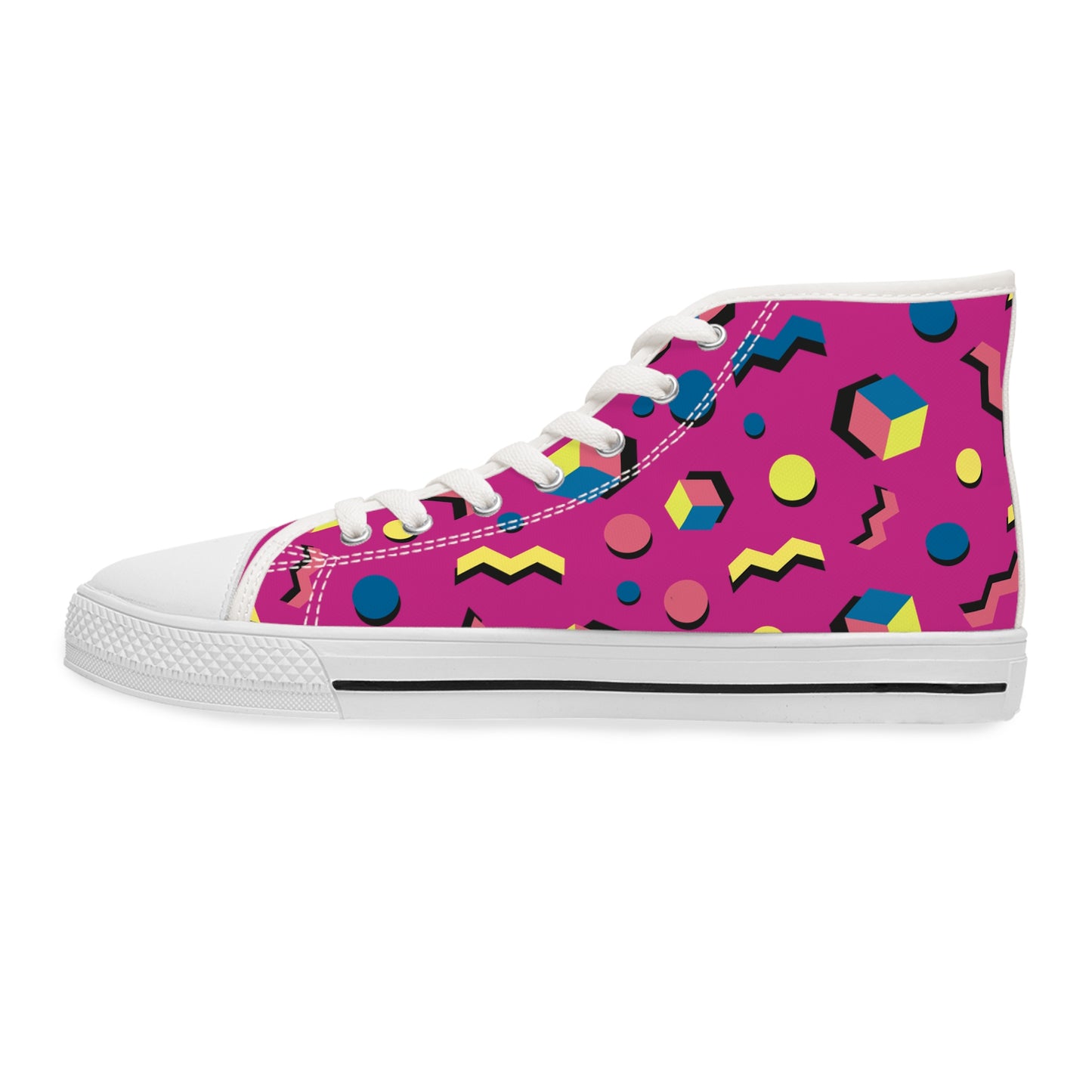 Colorful Women's High Top Sneakers - Trendy Geometric Design