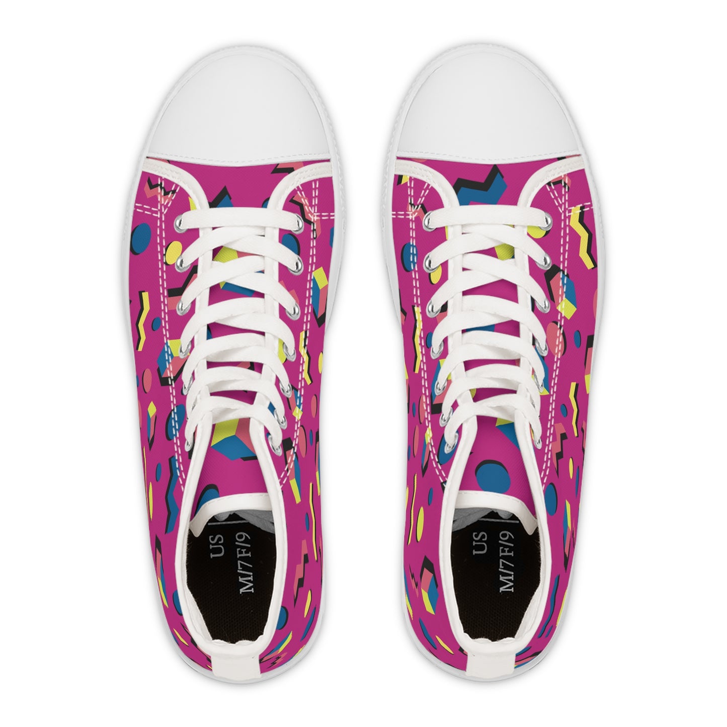 Colorful Women's High Top Sneakers - Trendy Geometric Design