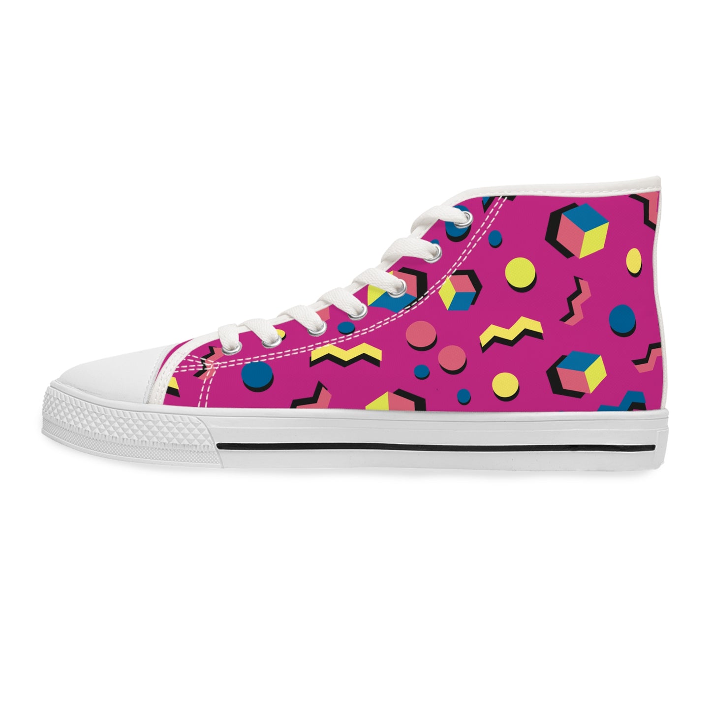Colorful Women's High Top Sneakers - Trendy Geometric Design
