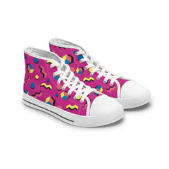 Colorful Women's High Top Sneakers - Trendy Geometric Design