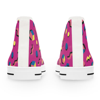 Colorful Women's High Top Sneakers - Trendy Geometric Design