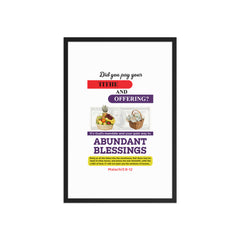 Tithes & Offering Acrylic Crystal Frame Wall Picture