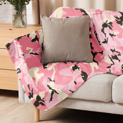 Camo Pattern Pink Soft Fleece Throw Blanket